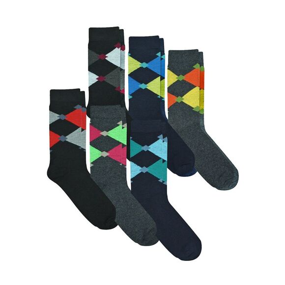 Mens 6 Pair Pack Classic Argyle Dress Socks - Picture 5 of 6